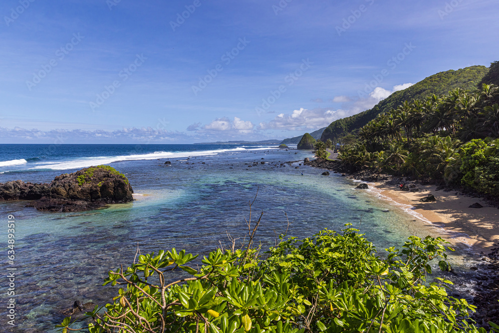 Beautiful landscape view of the National Park of American Samoa on the island of Tutuila.
