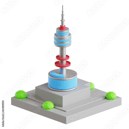 Canvas Print 3D illustration of Seoul Tower landmark