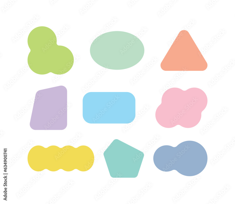 Set of design illustrations of geometric, abstract shapes. Set of design illustrations of geometric, abstract shapes.
