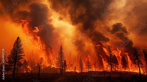 Image of heat and billowing smoke of a raging forest fire.