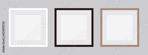 Wood frame mock-up illustration set. Colors are black, white and brown. Use photos and drawings by putting them in the blank space.