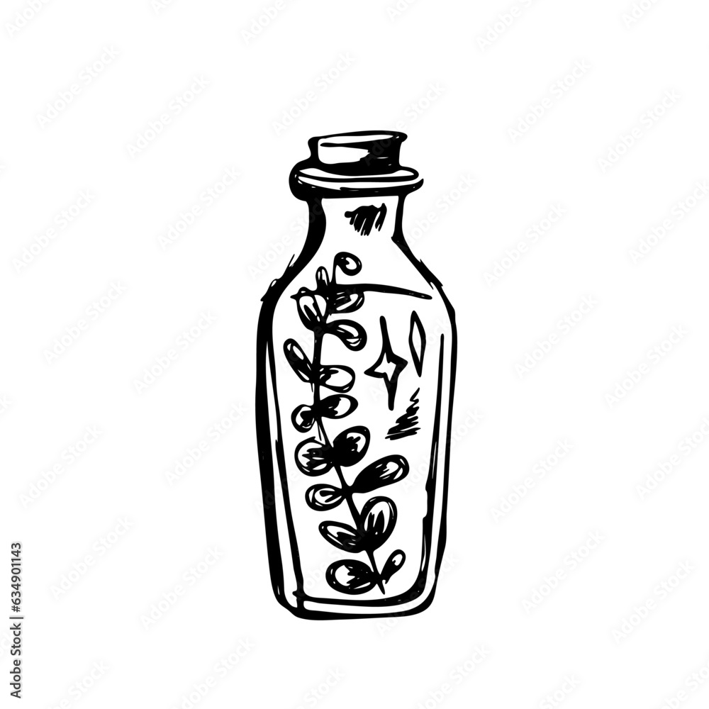 Potion Bottle Vector Logo Icon with plant Potion Bottle Vector Logo Icon with plant