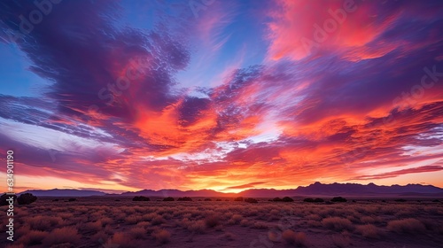 A dramatic view of a changing sky during sunset, where the shifting hues of orange, pink, and purple.