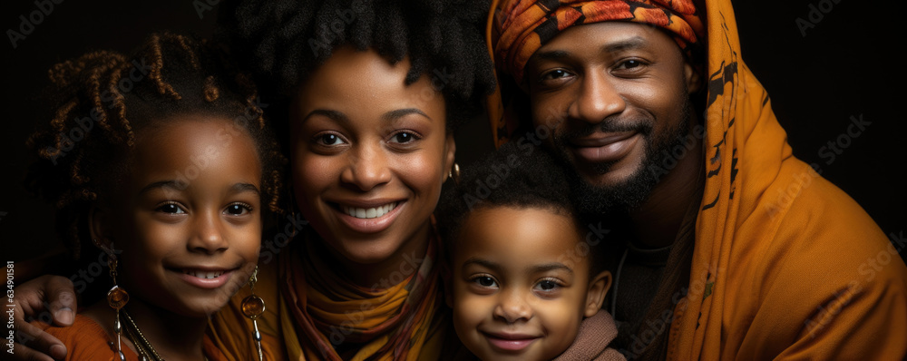 An African American family poses for a photoshoot in their home the relaxed atmosphere and comfortable surroundings speak volumes
