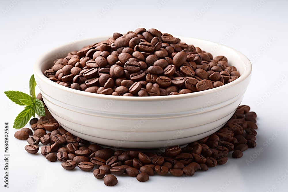 Bowl of ground coffee and beans isolated on white background Bowl of ground coffee and beans isolated on white background