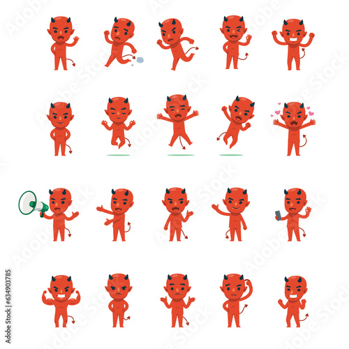 An Illustration set of Red Devil. Isolated Vector Illustration.