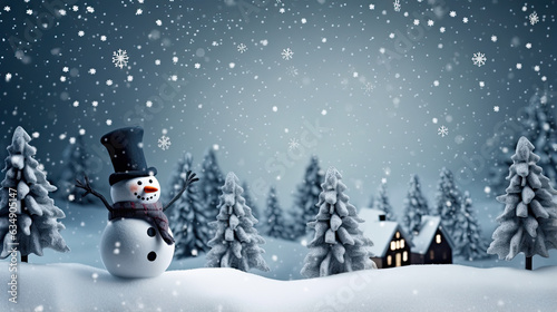 Snowman with Christmas tree © Adriana