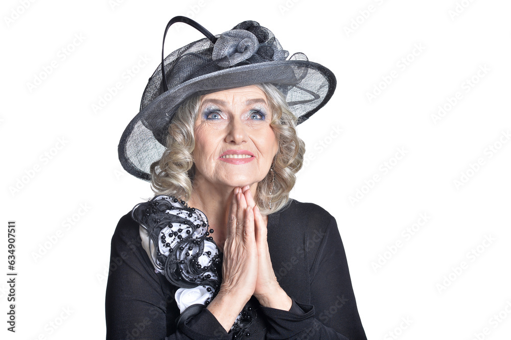 gorgeous mature woman in hat praying gorgeous mature woman in hat praying