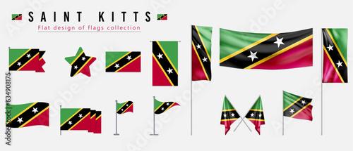 Saint Kitts flag set, flat design of flags collection