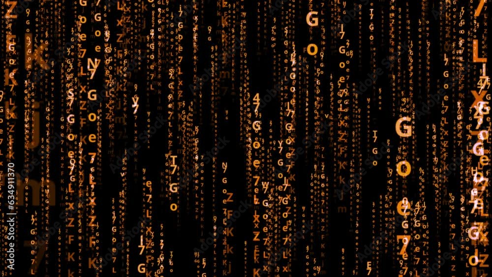 AI appearance inside digital cyberspace dynamic background. Big Data Transformation. Code and alphabet flow through technology space. Artificial Intelligence Digital matrix particles and security.
