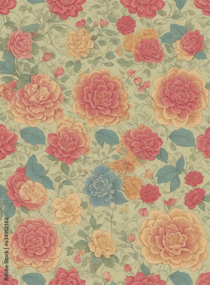 Soft-touch floral wallpaper, illustration art, Generative AI Soft-touch floral wallpaper, illustration art, Generative AI