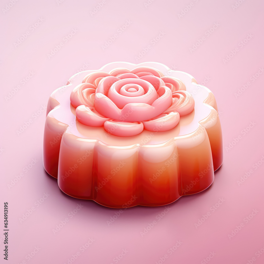 Mid-autumn festival moon cake, traditional festival food 3d rendering Mid-autumn festival moon cake, traditional festival food 3d rendering