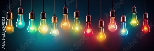 illustration of light bulbs, rich colors, generative AI