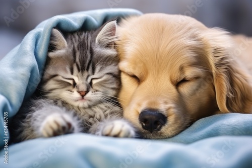 Wallpaper Mural Puppy and kitten Generative AI. Torontodigital.ca