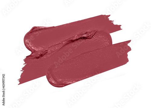 Hot Nude Color Pure Matte Lipstick smear smudge swatch isolated on transparent background. lip product brushstrokes. Smudged makeup cosmetics or paint texture