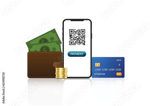 Payment options. Concept in flat style, vector Illustration.