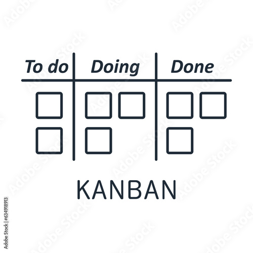 Kanban board. Vector linear icon isolated on white background.