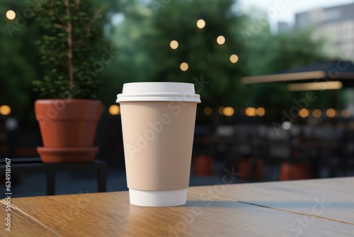 Paper coffee cup mock-up Generative AI.