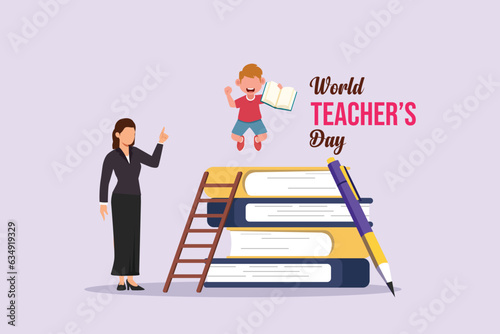 Happy Teacher's day Vector art for congratulation cards, banners and flyers. International teacher's day concept. Vector illustration.