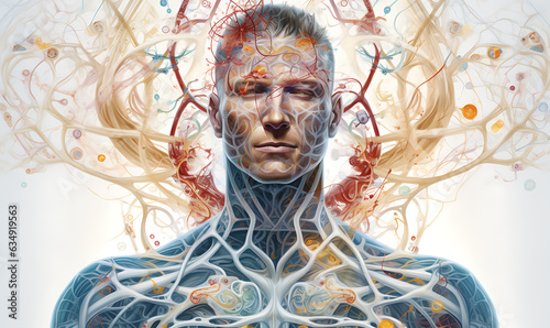 medical science cosmos Anatomical Illustration of the Human Body .Generative AI