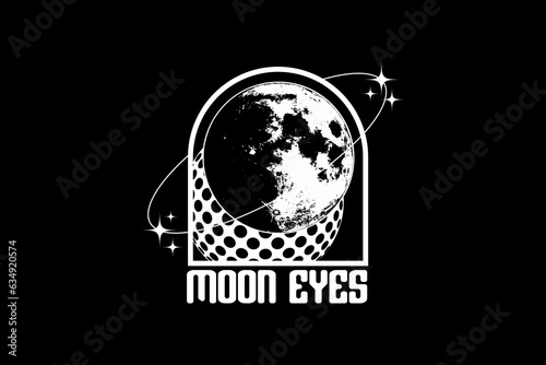 Creative moon eyes streetwear clothing tee concept vector graphic design templates