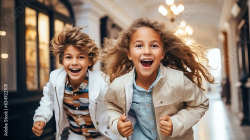 Happy young people moving i...