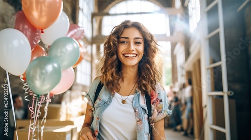 Happy young woman at a birt...
