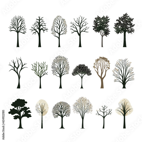 set minimalist vector illustration of tree