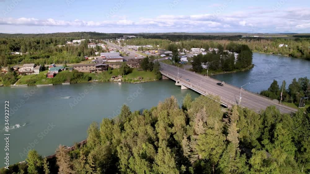 Soldotna Alaska, Kenai River, Salmon Fishing aerial Soldotna Alaska, Kenai River, Salmon Fishing aerial