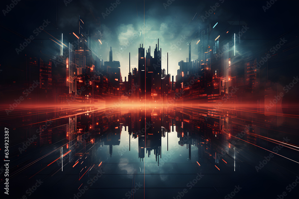 Fototapeta premium Abstract technology background cyber town concept.