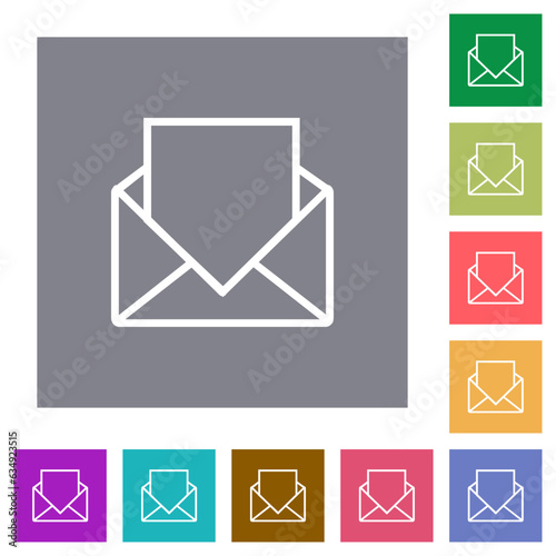 Open mail with blank letter outline square flat icons photo