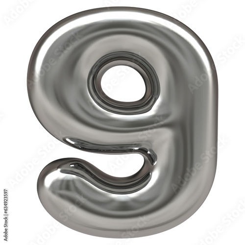 Balloon Number 9 Silver Render