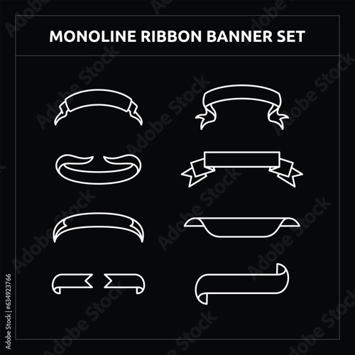 Monoline Ribbon Banner Set Vector