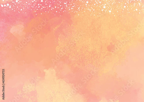 ピンク系の絵の具で塗りつぶし上部に白い点を散らした背景-横型