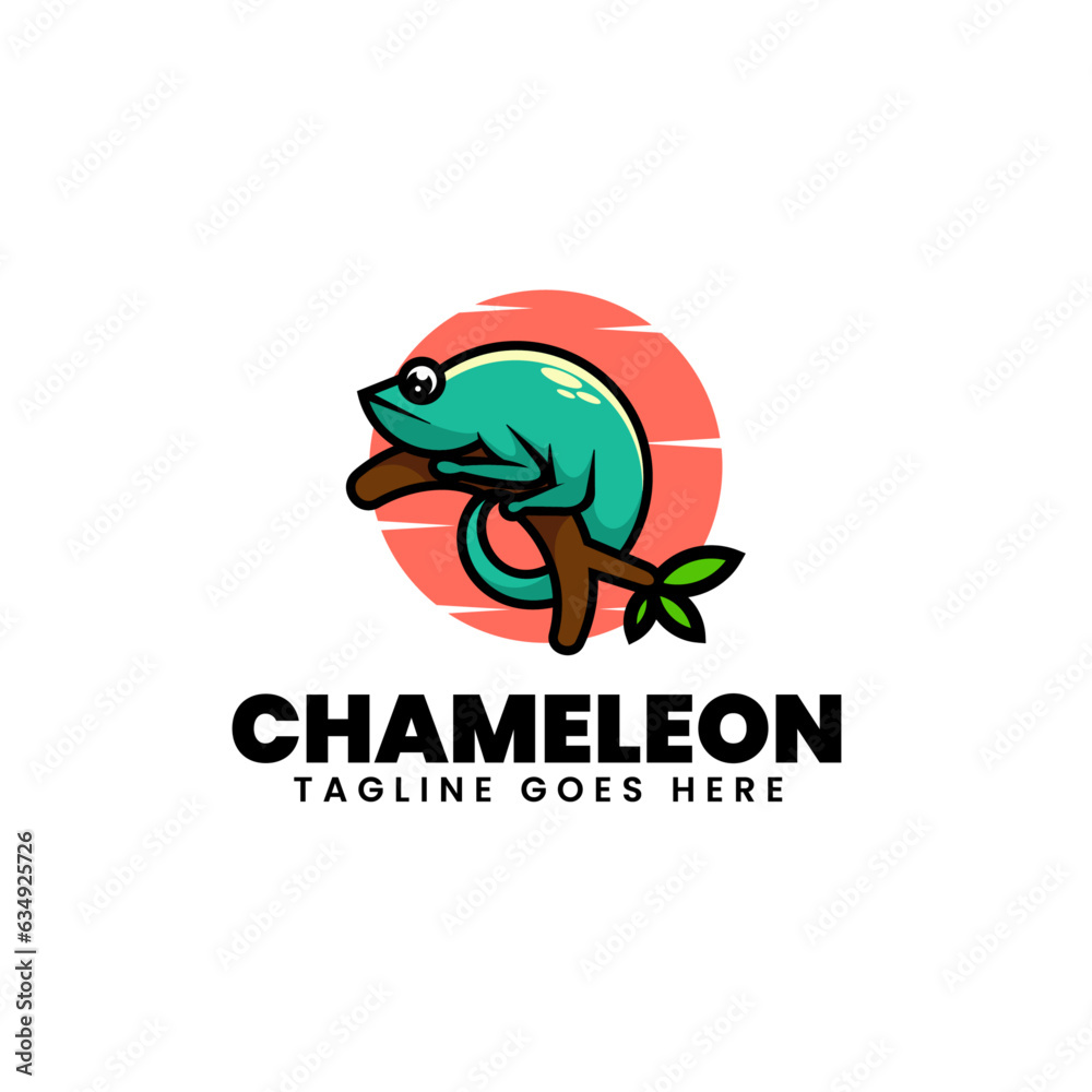 Vector Logo Illustration Chameleon Simple Mascot Style. Vector Logo Illustration Chameleon Simple Mascot Style.