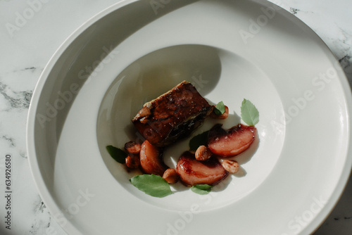 Foie Gras With Peach Slices and Hazelnuts