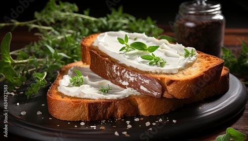 bread with white cream cheese