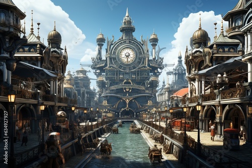 Steampunk Adventure  Combine Victorian aesthetics with futuristic elements  showcasing gears  airships  and industrial wonders.