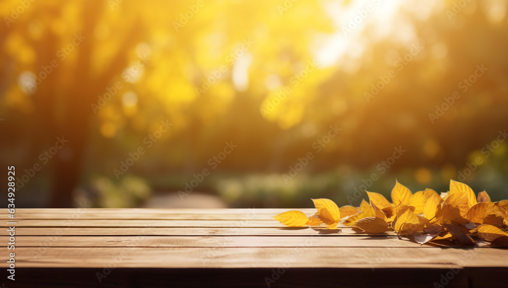 Autumn maple leaves on wooden table front. Falling leaves natural light warm background. Autumn maple leaves on wooden table front. Falling leaves natural light warm background.