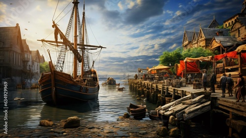 Wallpaper Mural a boat docked at a pier Torontodigital.ca