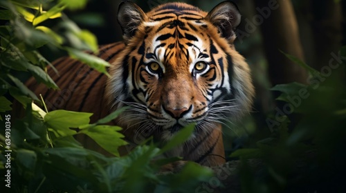 a tiger in a forest © KWY