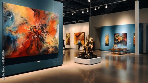 a museum with art on the wall photo