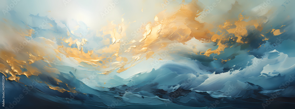 Romantic Horizons: Serene Blue and Gold Abstract Art Romantic Horizons: Serene Blue and Gold Abstract Art