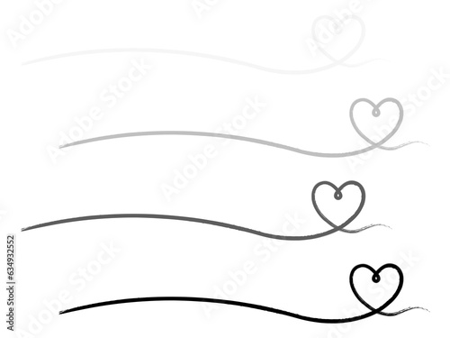 Wallpaper Mural 筆書き右ハートの運命の糸セット：モノクロ Torontodigital.ca
