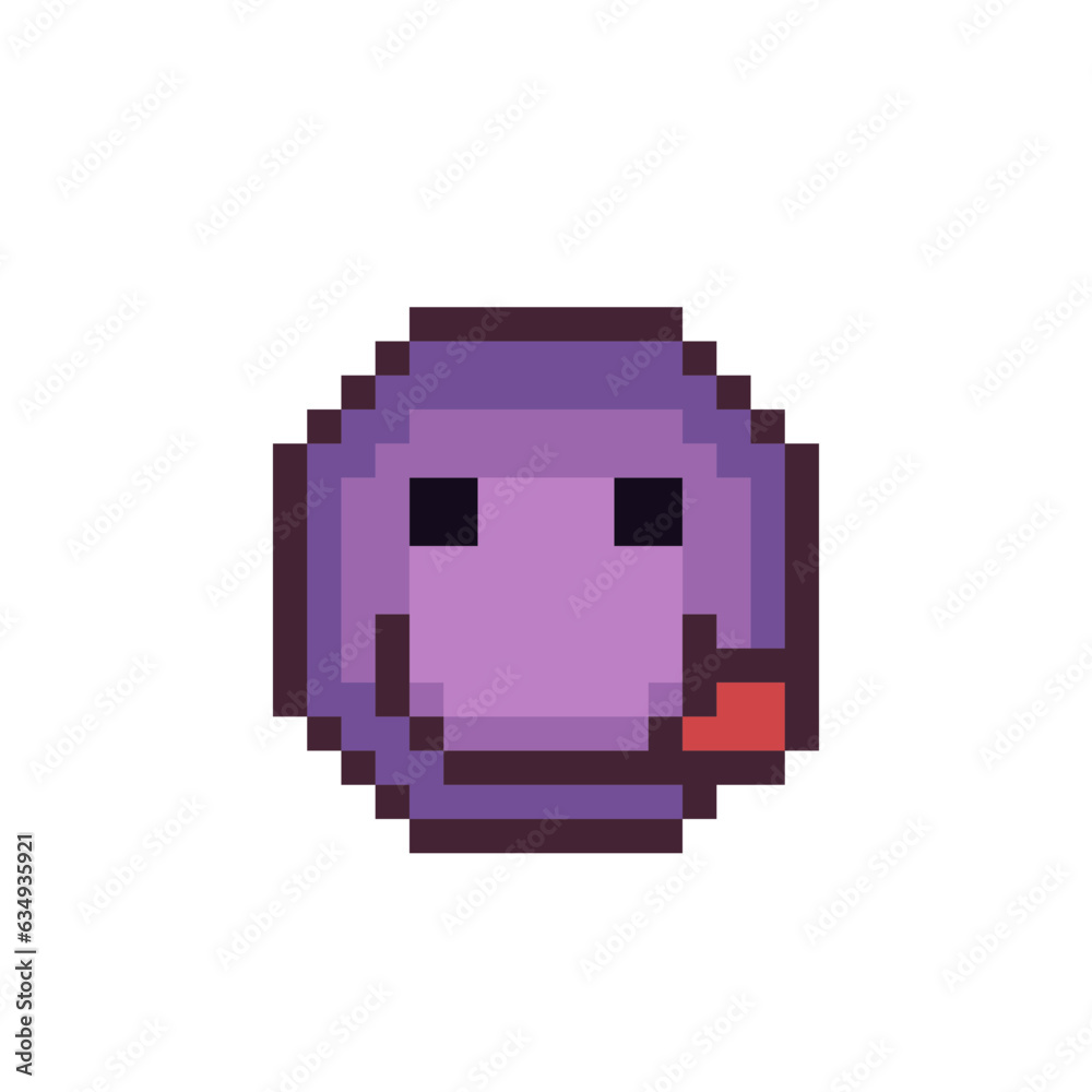 Licking emoticon pixel art hungry face jokes cartoon character protruding tongue smile flat style icon. 8-bit style. Isolated vector illustration. Licking emoticon pixel art hungry face jokes cartoon character protruding tongue smile flat style icon. 8-bit style. Isolated vector illustration.