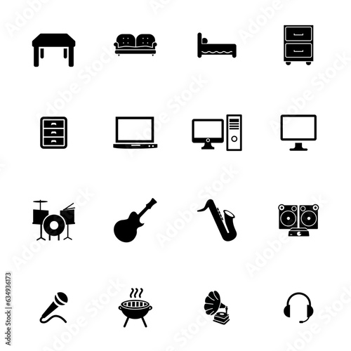 Set entertainment and hobby icons black vector