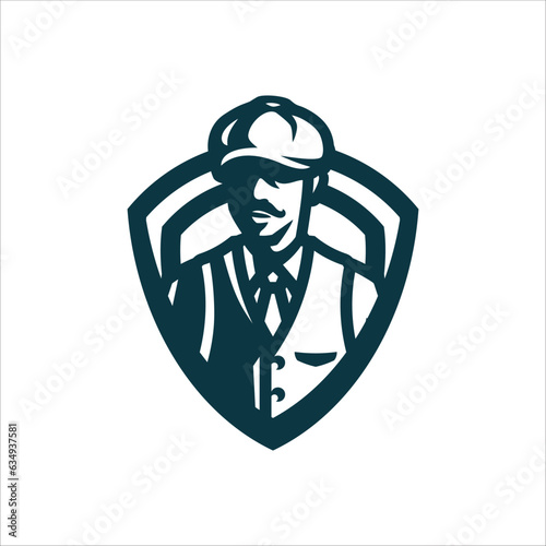 gentleman wear hat mafia logo design