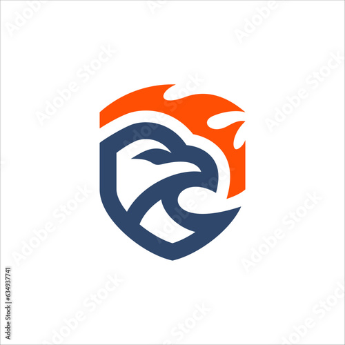 eagle fire team badge shield logo design