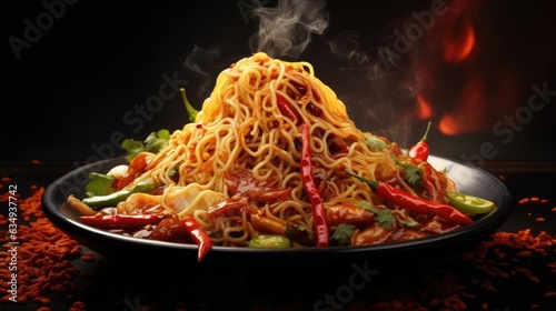 Spicy noodles causing a mouthwatering frenzy.