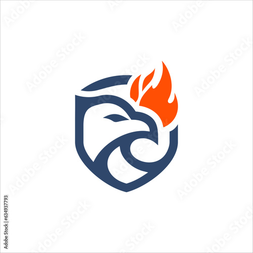 eagle fire team badge shield logo design